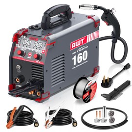 AWT Simplified Aluminum 160A MIG Welder,6 in 1 Gas MIG/Gasless Flux Core MIG/Stick/Lift TIG/Aluminum MIG Welding Machine, 110/220V Dual Voltage,Multi-Process Welding Machine