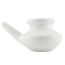 Ceramic Neti Pot with 5 Sachets of Neti Salt, Natural Treatment for Sinus - 250 ml Capacity (White)