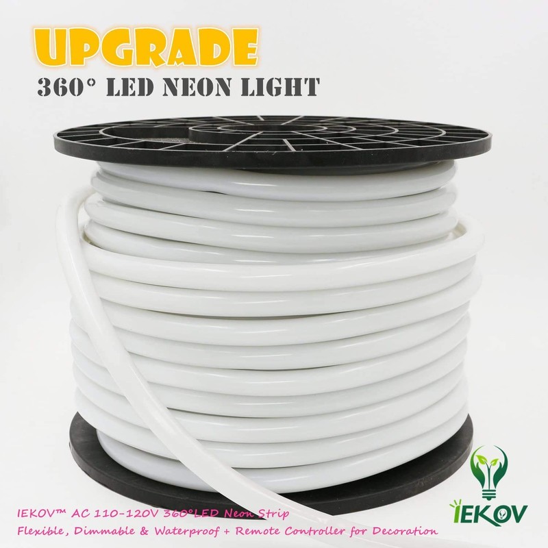IEKOV [Upgrade] 360° LED NEON Light, AC 110-120V Flexible 360