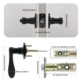 Redunest Privacy Door Lever Heavy Duty, 2 Pack Matte Black Left/Right Door Handles Reversible Wave Style Keyless Handing Lever, Bathroom and Rooms Privacy Door Lock