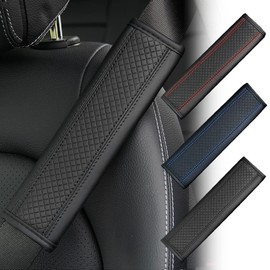 Seat Belt Cover, AUTOXBERT 1 Pcs Car SeatBelt Covers PU Leather Seat belt Strap Cover Soft and Comfortable Seatbelt Harness Pads (Black）