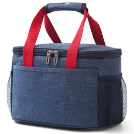 Insulated Lunch Bag with Bottle Holder, Cool Lunch Box for Women Men, Reusable Lunch Bag, Leakproof Thermal Insulation Aluminum Lining Lunch Tote, Insulated Bento Box for Work School Picnic (Blue)