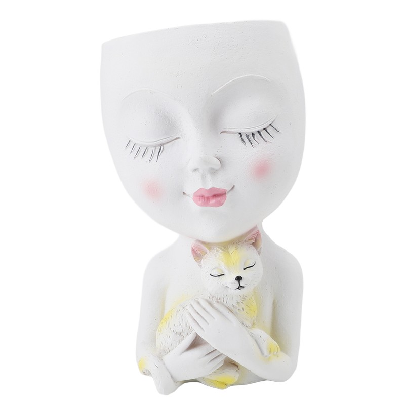 Face Flowerpot Fadeless Resin Head Planter DIY Decorative Adorable Succulent