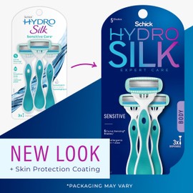 Schick Hydro Silk Schick Hydro Silk Sensitive Women's Disposable Razors, 3ct | 5-Blade Disposable Razors for Women Sensitive Skin | Travel Razor for Women