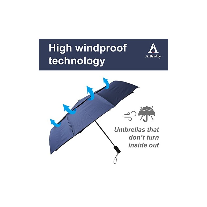 A.Brolly Edinburgh Large Windproof Travel Umbrella - Black, 54 Inch