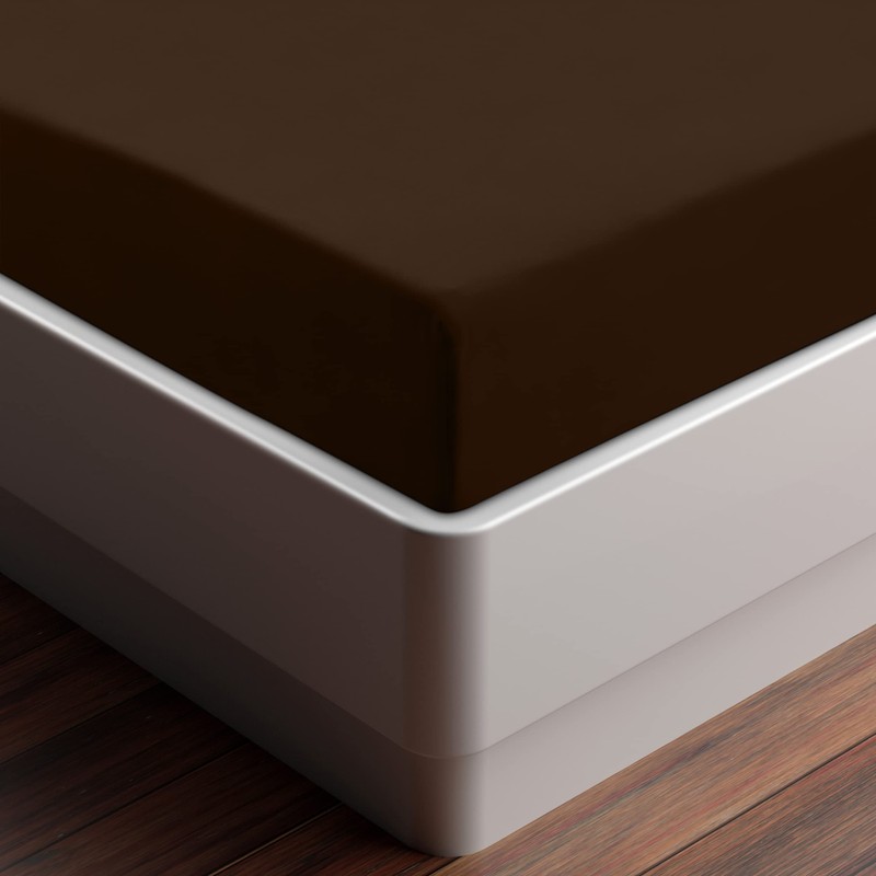 Utopia Bedding Fitted Sheet Double, Brown - Deep Pocket 14
