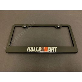 License Plate Frame Shop 1x RALLIART 3D Emblem BLACK Stainless License Plate Frame RUST FREE + Screw Cap
