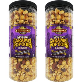 Stonehedge Farms Gourmet Caramel Popcorn Clusters - 20 Ounces - 2 Pack - Reclosable Container - Mix Of Popcorn, Cashews, Almonds and Butter Toffee - Made in the USA - Gluten Free