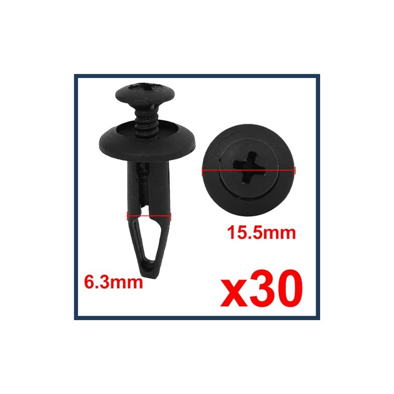 INFINAUTO 30 Pcs 6.3mm Retainer Clips Plastic Rivets Mud Flaps