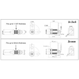 Admiral Locks 1-1/2” Tubular Cam Lock, Keyed Alike Removable Key RV Compartment Storage Lock Cabinet Locks (1-1/2 Inch 90°, Chrome Pack of 1)