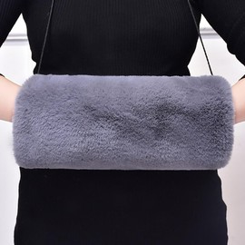 LICHENGTAI Hand Muff Winter Thick Plush Warm Hand Warmer Women's Faux Fur Hand Warmer Winter Muffs Hand Muffs for Men Girls, darkgray