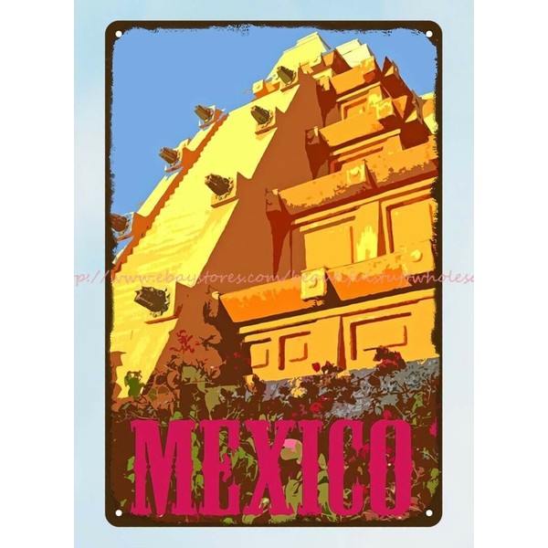 Mexico City vintage reproduction travel poster metal tin sign office wall decor
