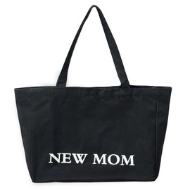 New Mom Tote Bag, Extra Large Black Canvas Tote Bag for Women