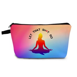YULUENZE Yoga Gifts Let that Go Yoga Makeup Bag Toiletry Pouch with Zipper Birthday Christmas Gift Cosmetic Bag for Women Yoga Lovers Yoga Teachers Friends SIsters