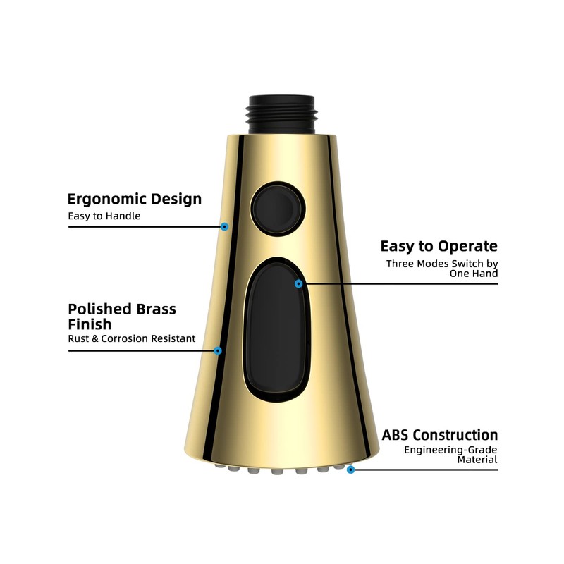 Hibbent 3-Function Pull Down Kitchen Faucet Head Replacement with 12