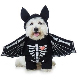 Coomour Dog Halloween Costume Pet Bat Clothes Puppy Halloween Cosplay Hoodies Cat Skull Shirts (M)
