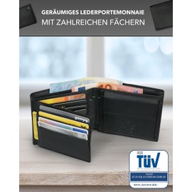 Kronenschein® Wallet Made of Nappa Leather, RFID Protection Premium Men’s Gt-01 Leather, black
