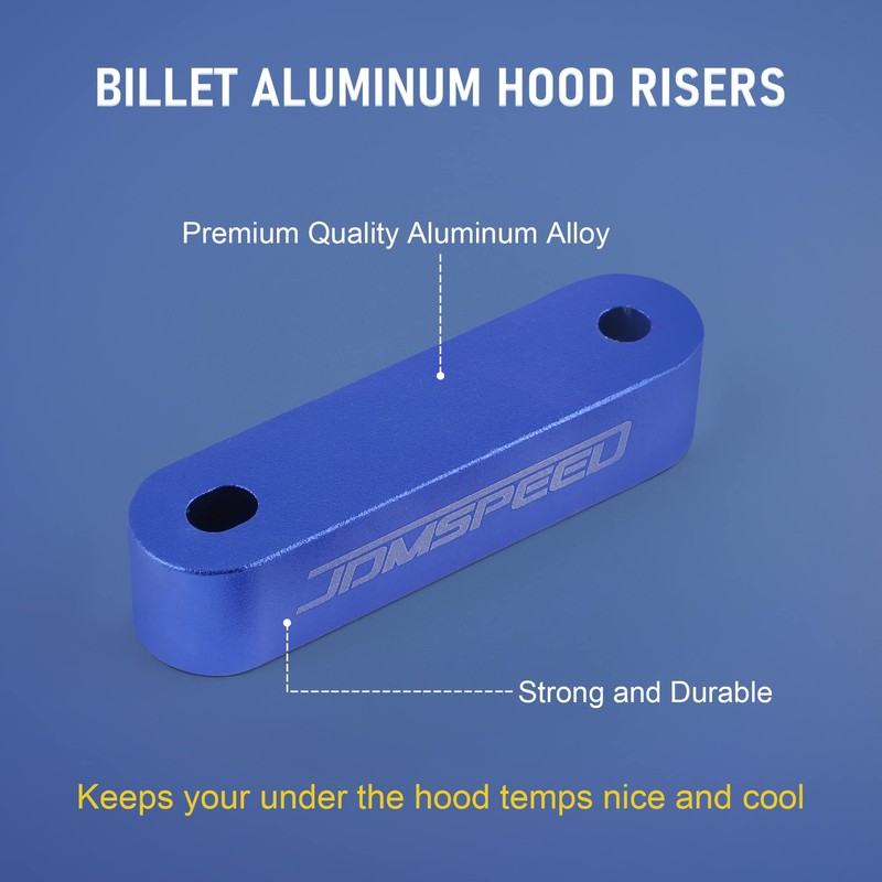 JDMSPEED Anodized Blue JDMSPEED Hood Spacer Hood Riser 3/4" Replacement