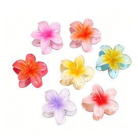 LOHGOU Plumeria Hair Clips, Set of 6, Large, Anti-Slip, Compatible with Thick and Thin Hair, Tropical (Set of 6)