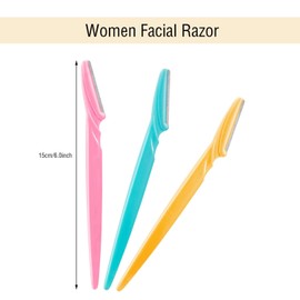 12 Pieces Eyebrow Razor Shaper Shavers Trimmers for Women and Men Face Hair Removers (Pink, Yellow, Blue)