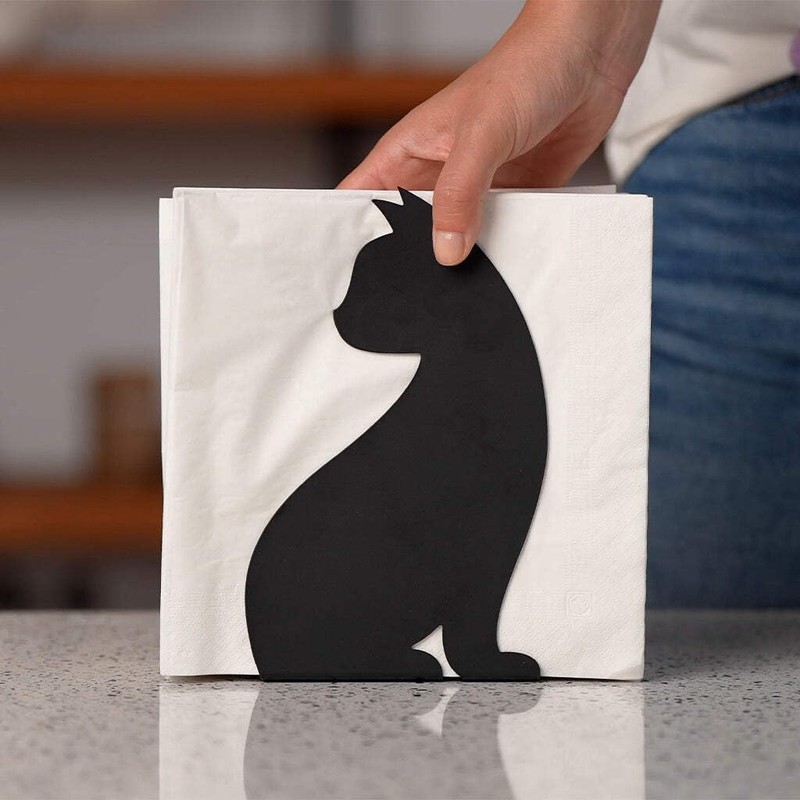 balvi Napkin Holder Feline Colour Black Suitable for Various Sizes