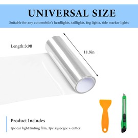 MUQIDA - Rollo de lámina de vinilo para faros delanteros, 47.2 x 11.8 pulgadas, película de vinilo autoadhesivo para luces traseras de coche, luces antiniebla, liberación de aire, para faros con