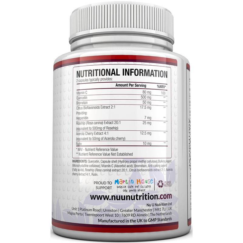 Quercetin 500mg with Bromelain & Vitamin C - 150 Vegan