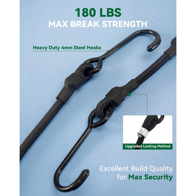 72 Inch 180 Lbs Real Heavy Duty Bungee Cords with