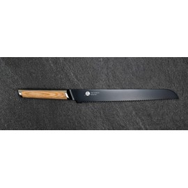 Everdure by Heston Blumenthal 10.55 Inch Bread Knife Perfect for Slicing Large Bread Loaves, Serrated Blade, Pakka Wood Handle, Titanium Coated Blade