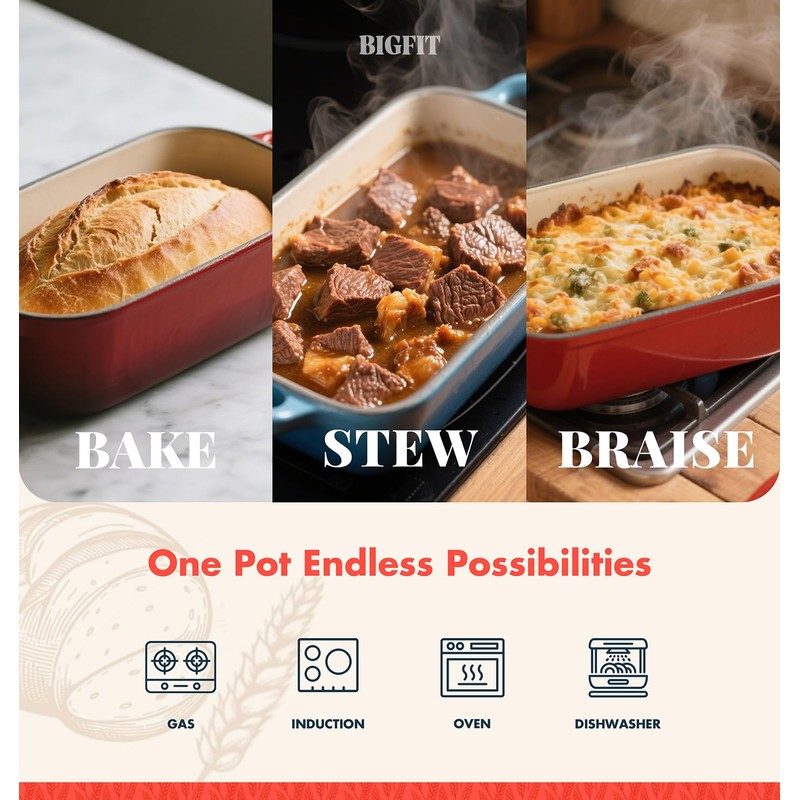 2 IN 1 Cast Iron Bread Loaf Pan with Lid,