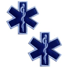 EMT Star of Life EMT EMS Paramédico Médico Cruz Médico Paramédico Parche de primeros auxilios, gancho y bucle táctico, cierre de apliques de moral militar bordado, 2 unidades