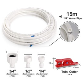 Regrigerator Water Line Kit, 49.2 Ft Extra Long Fridge Ice Maker Water Line Kit, 1/4” O.D.Leak-Proof & Long Lifetime Water Tubing Hose & Connect for Fridge Ice Maker RO Systems Water Filter Faucet