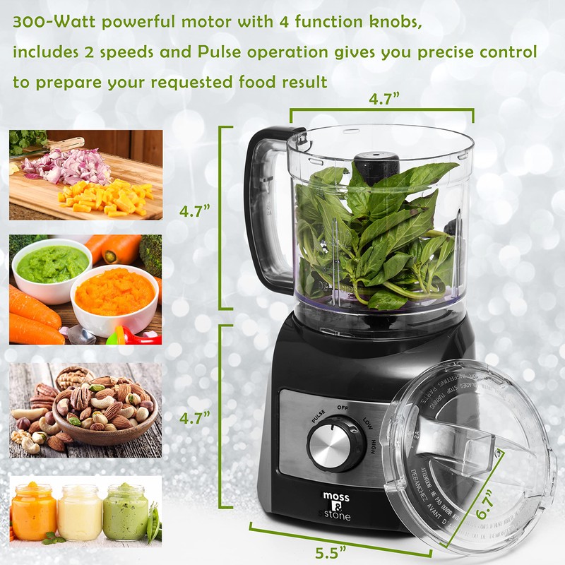 Moss & Stone 3 Cup Mini Food Processor, Strong Vegetable