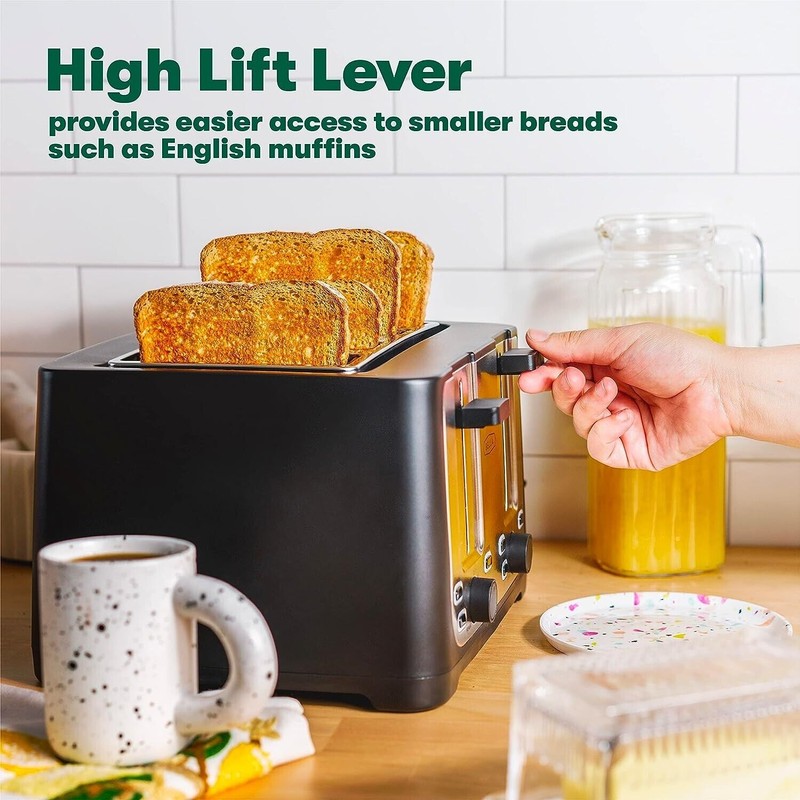BELLA 4-Slice Toaster - Auto Shut Off, Extra Wide Slots,