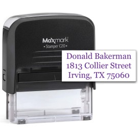 MaxMark Custom 3-Line Self Inking Return Address Stamp - Up to 3-Line Stamp Many Font Choices and 15 Ink Colors