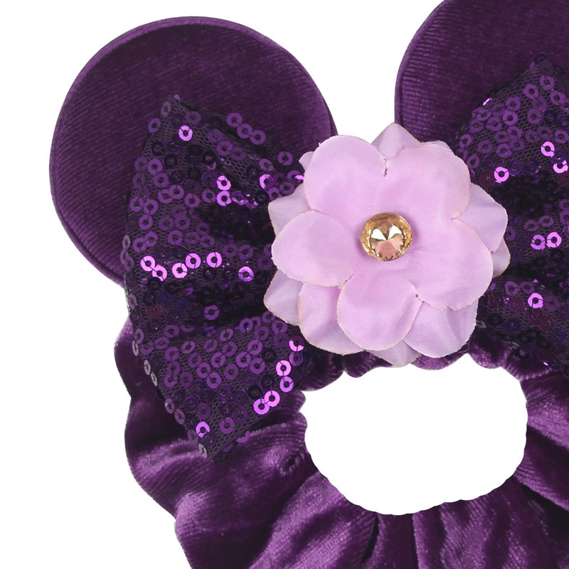zhezesmila Mouse Ears Headband with Pink Flower Bow Scrunchies Rapunzel