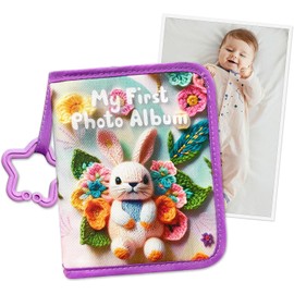 Baby’s My First Family Album – Soft Photo Cloth Book with Baby-Safe Mirror – Holds 17 4x6 Photos