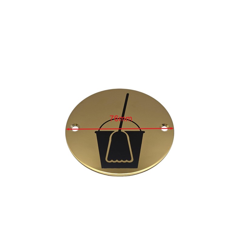 Bary Cleaning Supplies/Mop and Bucket Sign Polished Brass