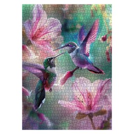 Hummingbird Flower Puzzles for Adults 1000 Pieces, Nature Bird Floral Jigsaw Puzzles, Animal Art Plant Puzzles