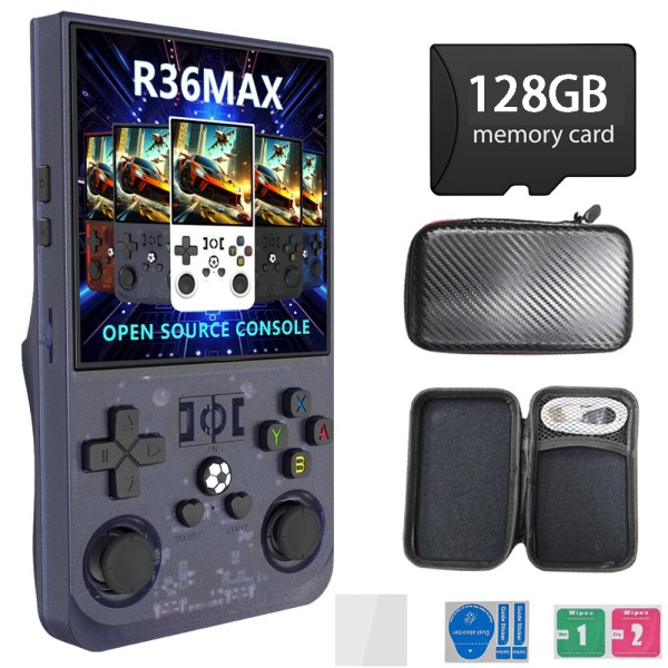 128GB Grey, R36 Max Retro Handheld Video Game Console,22000+ Games,4.0Inch