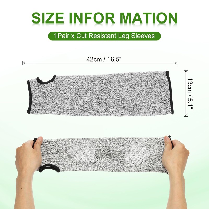PATIKIL 42cm Cut Resistant Leg Sleeves, 1Pair HPPE Protective Leg