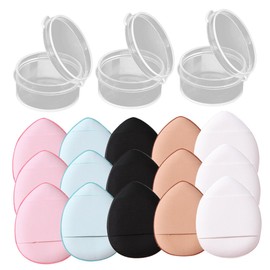 PACKOVE Mini Finger Powder Puff Set of 15 Small Water Drop Shape Makeup Applicators for Loose Powder Portable Beauty Tools for Women