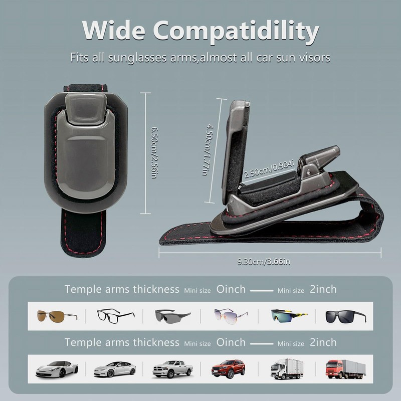 SEAMETAL Sunglass Holder for Car Visor Metal Sunglasses Clip, One-Hand