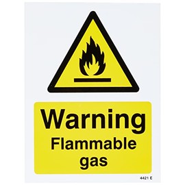 Caledonia Signs 14421E Flammable Gas Sign, 200 mm x 150 mm, Rigid Plastic