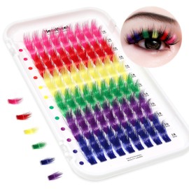 Heartbeat Colored Lash Clusters 6 Colors 16mm 18mm Mixed Thick Dramatic Long DIY Colorful Individual Eyelash Extension C Curl Volume Soft Faux Mink Cluster Lashes(C1-A)