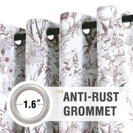 H.VERSAILTEX Blackout Curtains 84 Inch Length 2 Panels Set Floral Print Curtain Drapes for Living Room Thermal Insulated Grommet Window Curtains for Bedroom - French Jouy Flora in Macchiato