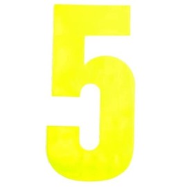 Merriway BH05619 (2 Pcs) Yellow High Visibility Reflective Plastic Stick-On Wheelie Bin Post Box Crate Dust Bin Number 150 mm (6 Inch) Number 5 - Pack of 2 Pieces