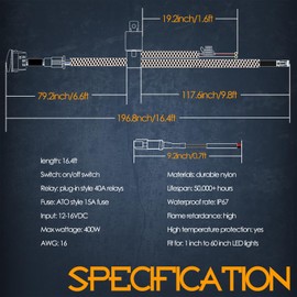 DT Wiring Harness 1 Lead, Nirider 12V Rocker Switch Relay Fuse Deutsch DT Connector Nylon LED Light Bar Wiring Harness Kit Driving Lights Offroad Work Lights Fog Lights Wire Harness for Truck UTV ATV