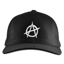 Anarchy Symbol Embroidered Flexfit Adult Cool & Dry Sport Cap Hat (Black,Small)
