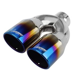 Upower 2.5 Inch Inlet 3.5 Inch Outlet Dual Exhaust Tips Tailpipe 2.5" to 3.5" 9.75" Length 304 Stainless Steel Polished Vacuum Plating Blue 1.2mm Thickness Weld On Tail Pipe(Single Wall,Rolled Edge)